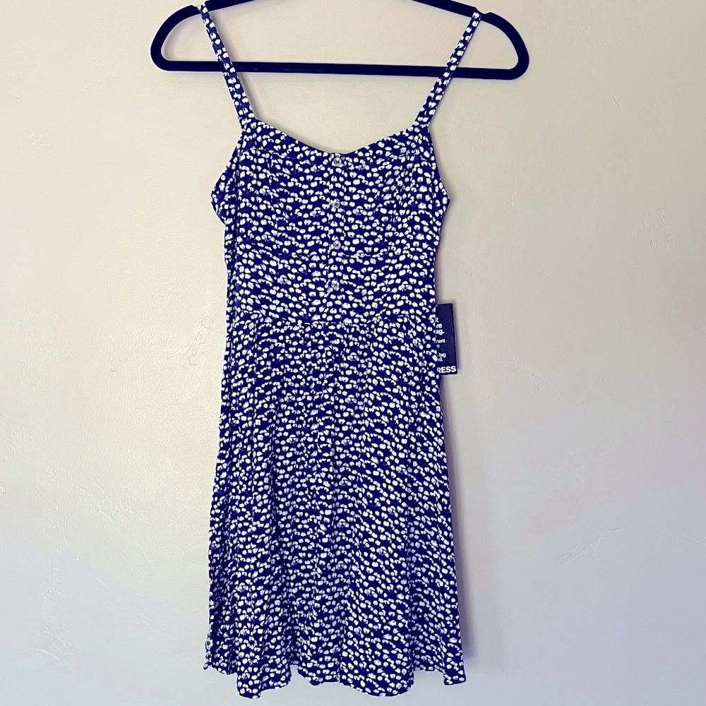 Express Navy White Spaghetti Strap Cami Sundress Coastal Nautical Boho NWT XS